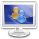 icon of computer screen with icons representing two people